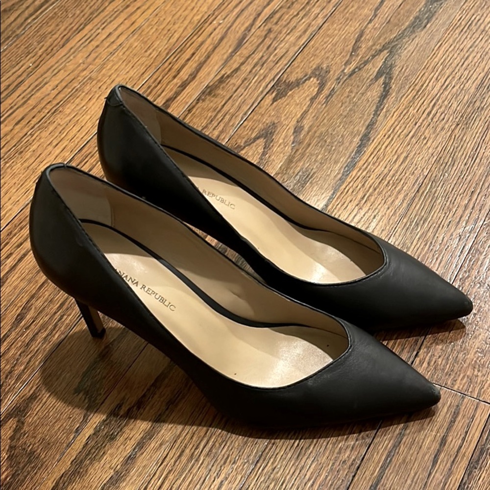 Black leather heels